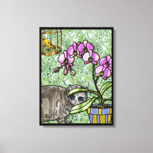 Kitty, Fuschia & Tweet (Gallery Wrapped Canvas) Canvas Print