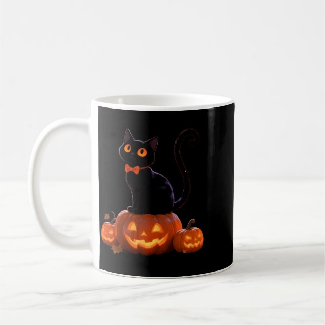 Kitty Halloween Pumpkin Black Cat Performance Coffee Mug (Left)
