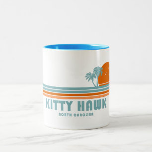 Kitty Hawk North Carolina Sun Palm Trees Two-Tone Coffee Mug