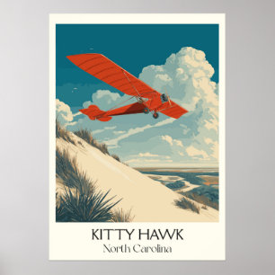 Kitty Hawk North Carolina Vintage Flight Art Poster