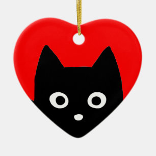 Kitty Heart Ceramic Ornament