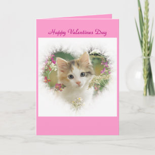 kitty heart valentines Day card