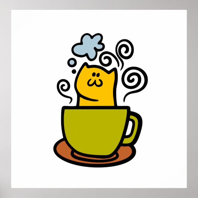 Kitty in a coffee cup poster (Front)