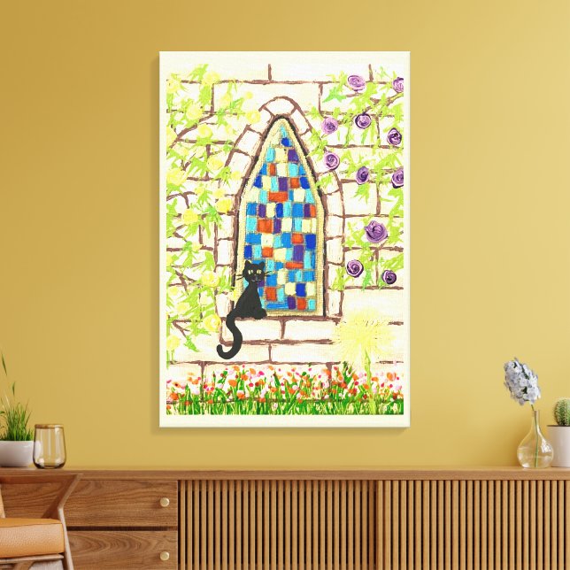 Kitty in a Window Canvas Print (Insitu(LivingRoom))