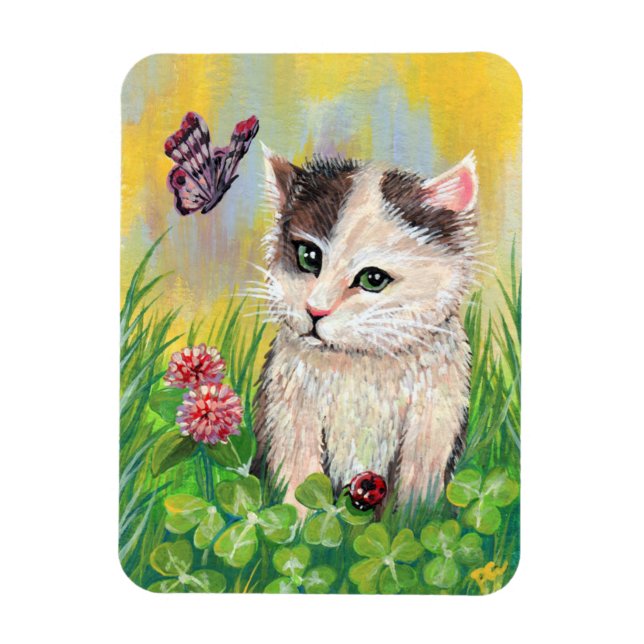 Kitty in Clover Patch Magnet (Vertical)