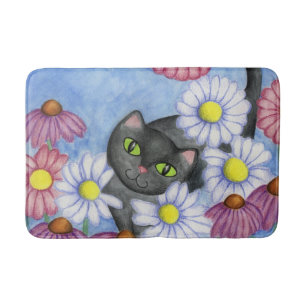Kitty in Flowers Bath Mat