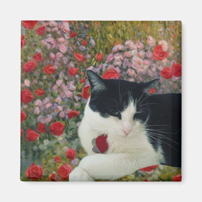 Kitty in flowers magnet (Front)
