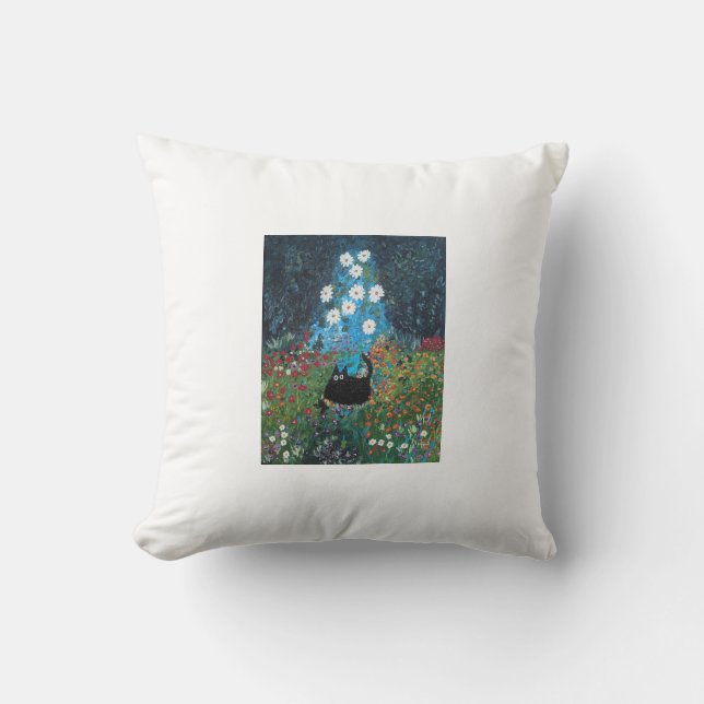 Kitty in Klimt Throw Pillow (Front)
