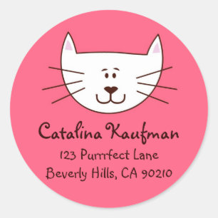 Kitty in Pink Address Labels