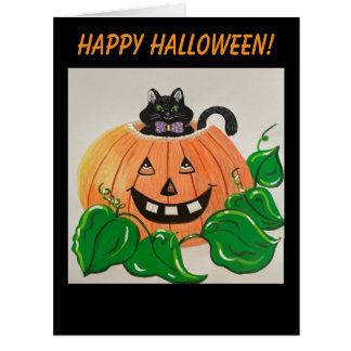 Kitty in Pumpkin Classic Notecard