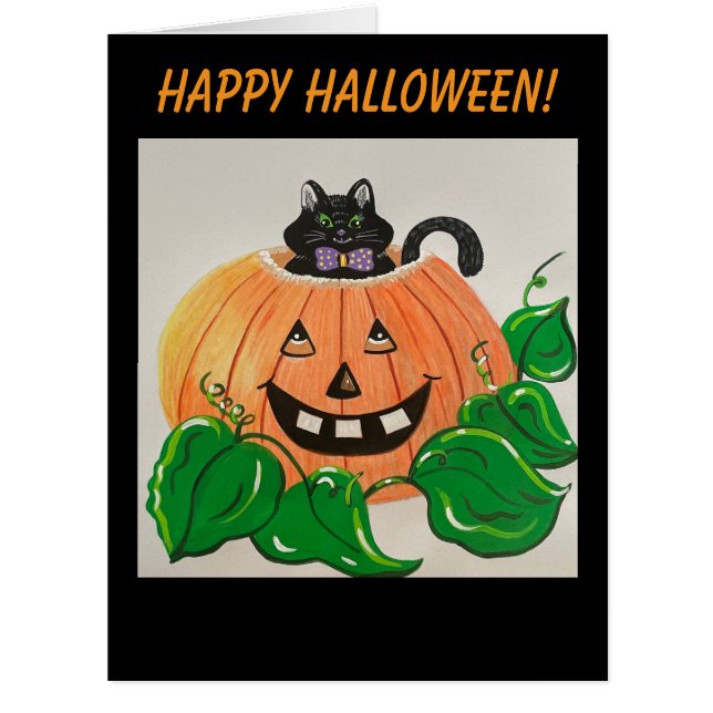 Kitty in Pumpkin Classic Notecard (Front)