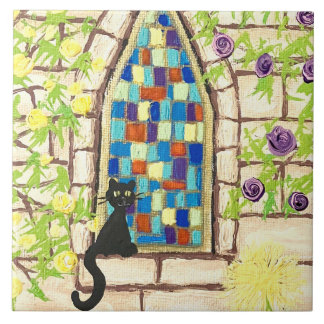 Kitty in the Window Tile