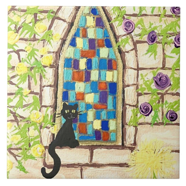 Kitty in the Window Tile (Front)