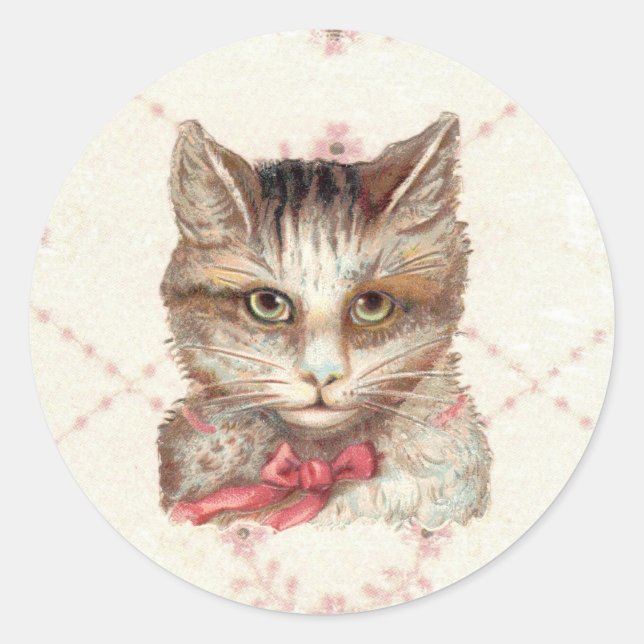 Kitty intense joli Sticker rond rose victorien (Devant)