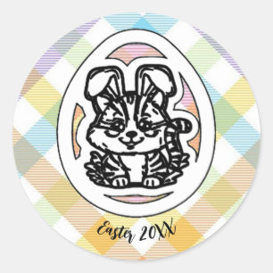 Kitty is dressed up for Easter! Classic Round Sticker