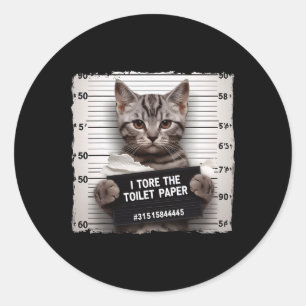 Kitty Jail Photo I Shredded The Toilet Paper Bad C Classic Round Sticker