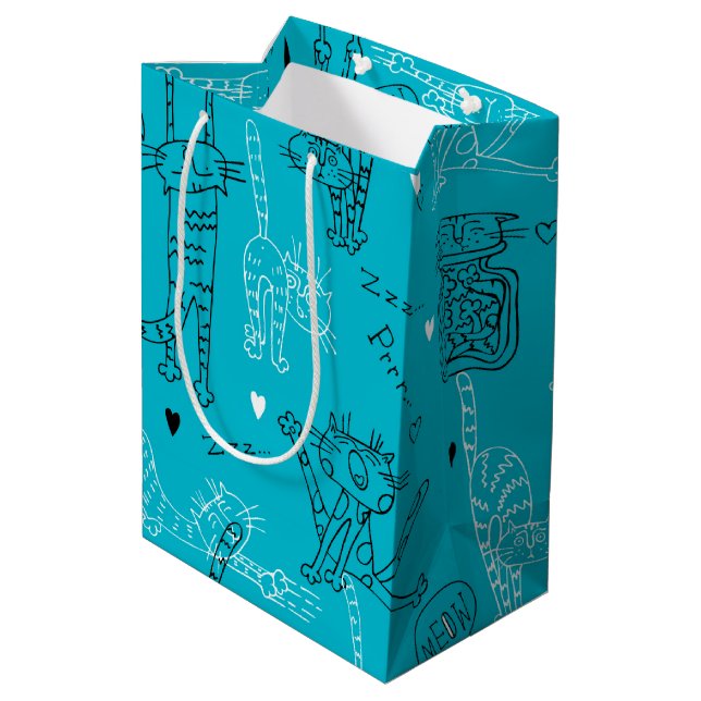 Kitty Kat Antics Medium Gift Bag (Back Angled)