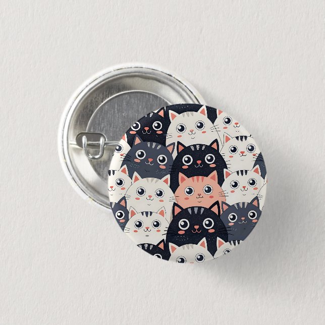 Kitty Kat Kaleidoscope 1 Inch Round Button (Front & Back)