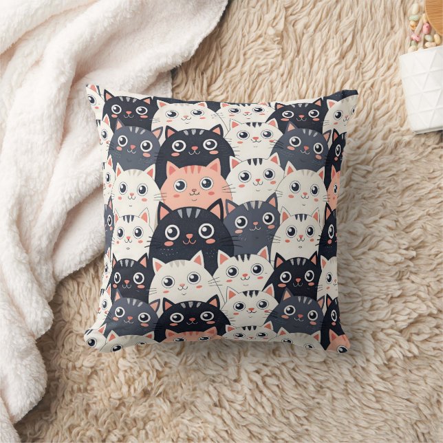 Kitty Kat Kaleidoscope Throw Pillow (Blanket)