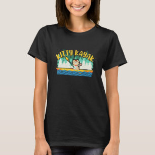 Kitty Kayak Cool Outdoor Boat Feline Cat Kayaking T-Shirt