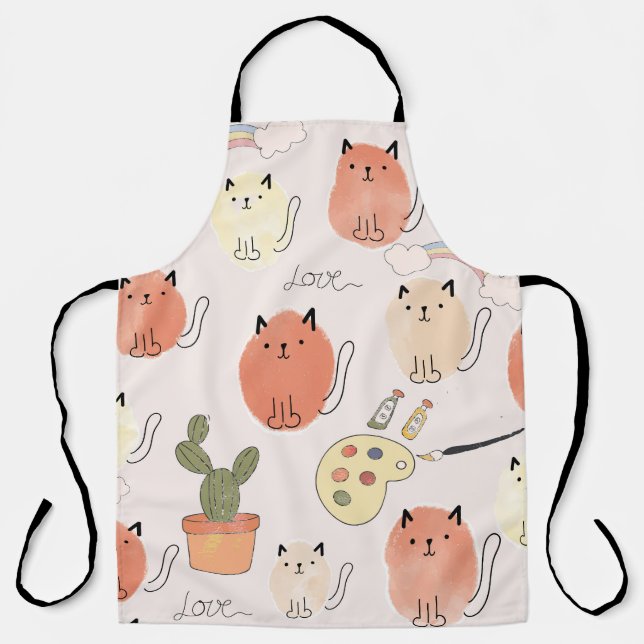 Kitty Kitten Cats: Cute Animal Pattern Apron (Front)