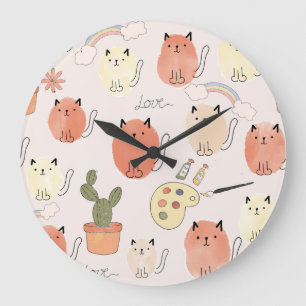 Kitty Kitten Cats: Cute Animal Pattern Large Clock