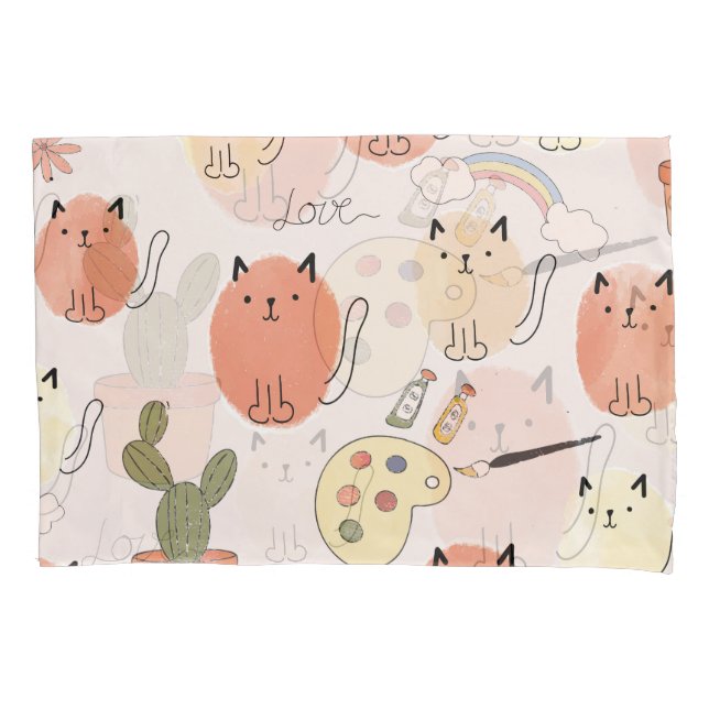 Kitty Kitten Cats: Cute Animal Pattern Pillowcase (Front)