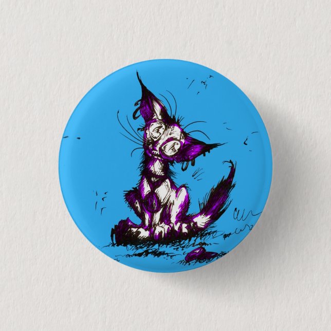 kitty, kitty purple kitty 1 inch round button (Front)