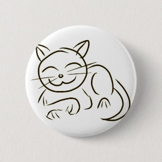Kitty Line Drawing 2 Inch Round Button