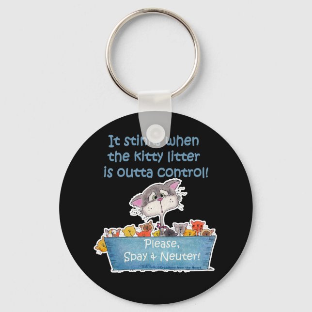 Kitty Litter Stinks Keychain (Front)