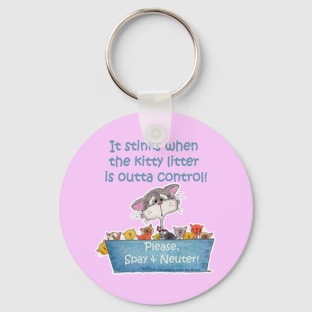 Kitty Litter Stinks Keychain (Front)
