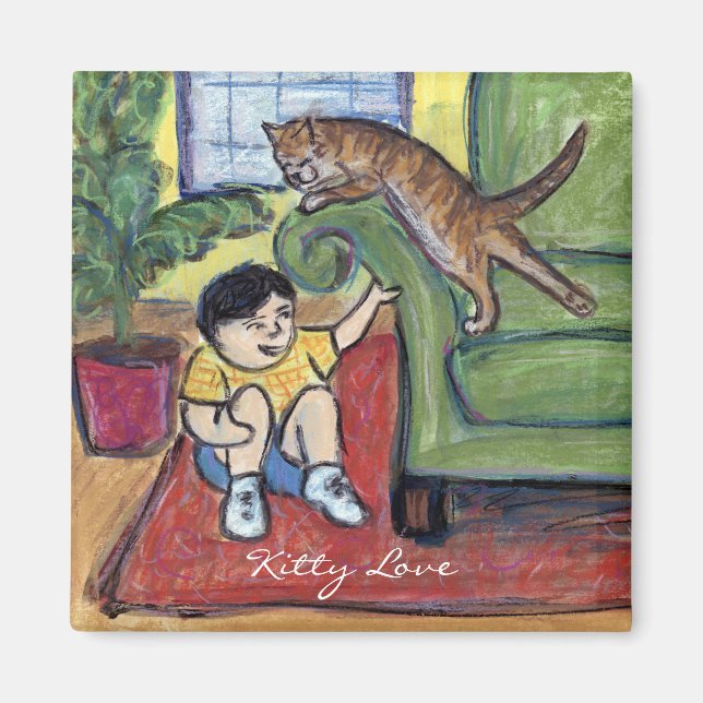 Kitty Love Games Custom Art Refrigerator Magnets (Front)
