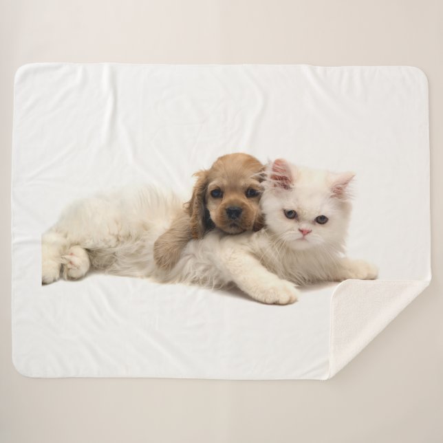 Kitty Love Sherpa Blanket (Front (Horizontal))