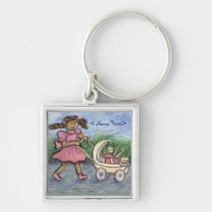 Kitty Lover Baby Stroller Personalize Art Keychain