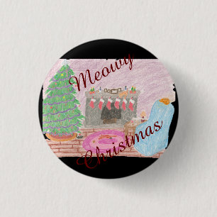 Kitty-mas Mischief (christmas) 1 Inch Round Button