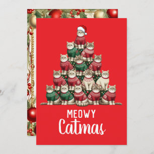 Kitty Meowy Catmas Christmas Tree Holiday Card