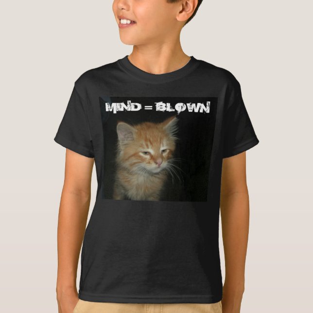 Kitty "MIND = BLOWN" Kids Dark T-Shirt (Front)