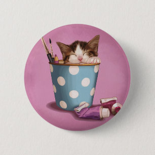 Kitty Nap 2 Inch Round Button