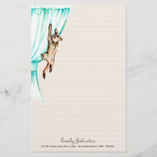 Kitty on Curtain Custom Stationery