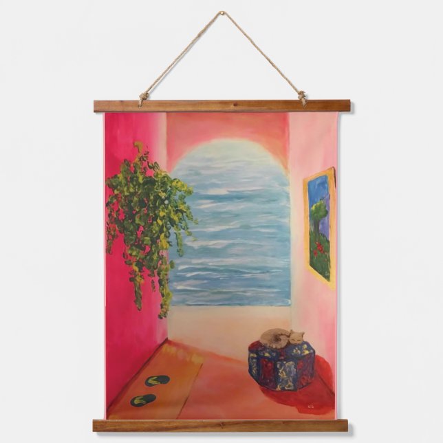 Kitty on the Coast Hanging Tapestry (Front)