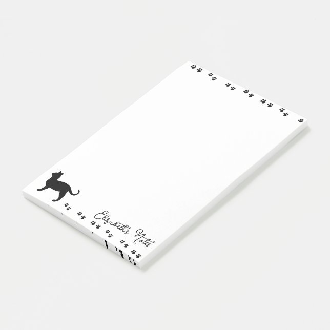 Kitty pawprints personalized post-it notes (Angled)
