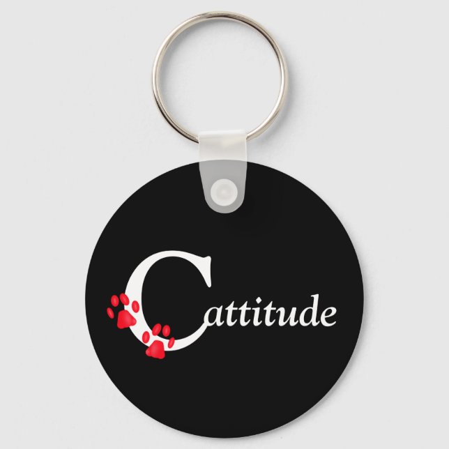 Kitty Paws Cattitude Keychain (Front)
