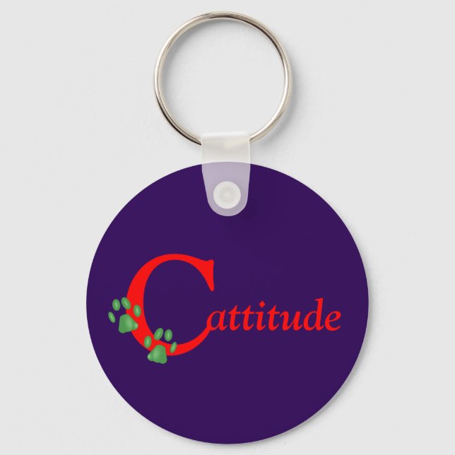 Kitty Paws Cattitude Keychain (Front)