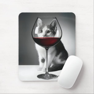 Kitty Peeking Through a Wine Glass Mouse Pad