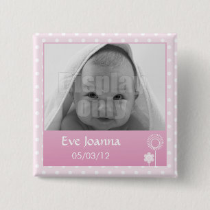 Kitty - pink pin's 2 inch square button
