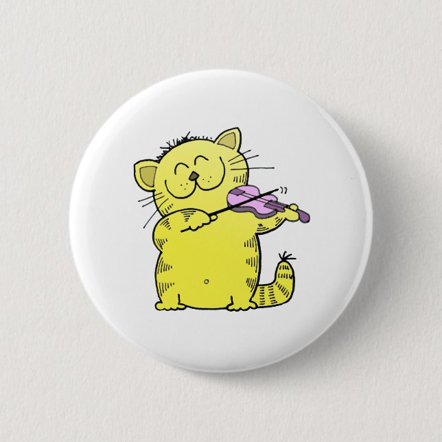 Kitty Play Violin 2 Inch Round Button (Front)