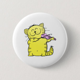 Kitty Play Violin 2 Inch Round Button