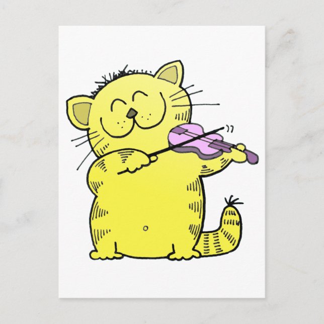Kitty Play Violin Postcard (Front)