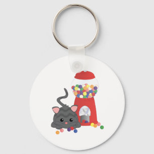 Kitty Playing with Gumballs Keychain