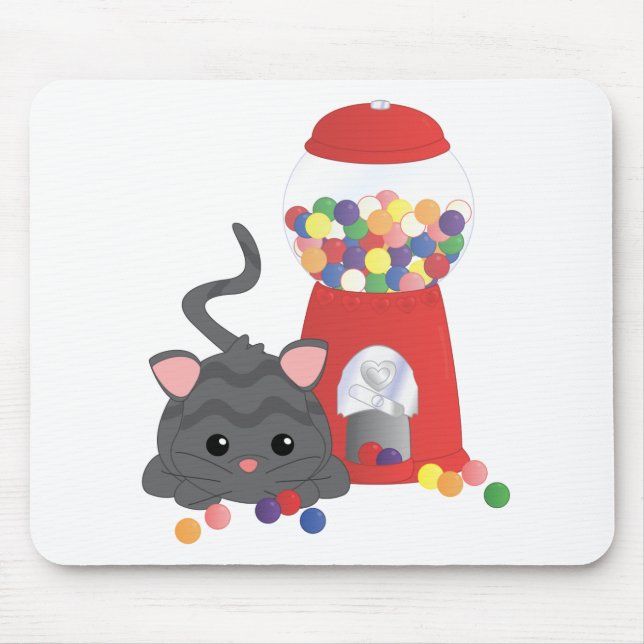 Kitty Playing with Gumballs Mouse Pad (Front)